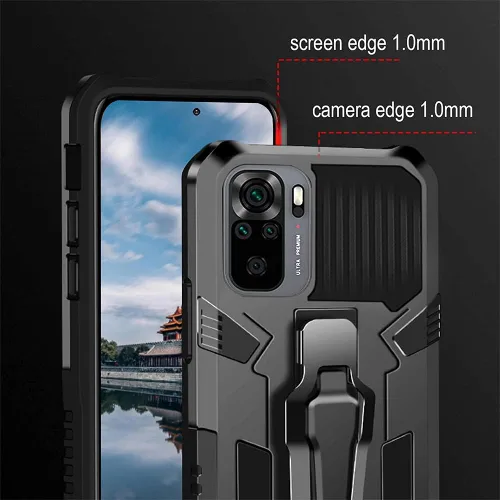 Vista 6 de Funda para Xiaomi Redmi Note 10 4G/Redmi Note 10S con [Paquete de 2] Protector de pantalla de vidrio templado, funda híbrida resistente de doble