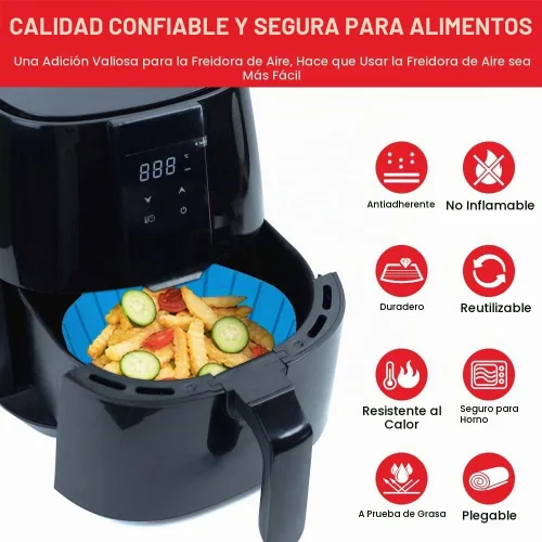 Vista 3 de Forros de silicona para freidora de aire para freidoras pequeñas de aire de 2 a 3 QT, olla de cesta y tazón de silicona reutilizable antiadherente