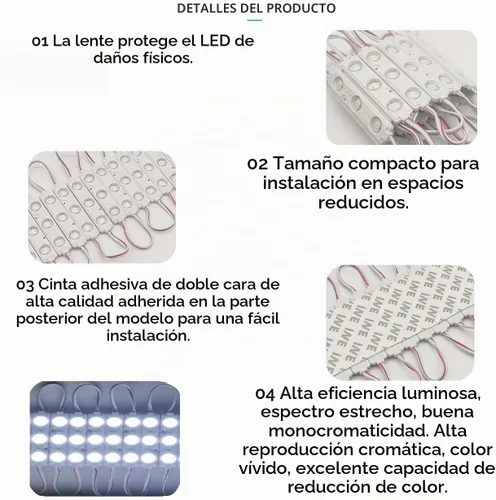 Vista 2 de Módulo LED, 20 piezas, 3 m (9.8 pies) 2835 SMD, 150 lúmenes por módulo LED, IP65, luz decorativa impermeable para inflables navideños, letras