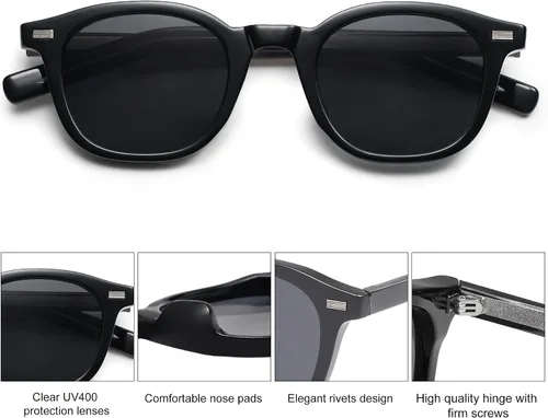 Vista 4 de SOJOS Gafas de sol cuadradas para mujeres y hombres, protección UV, diseño de moda, estilo rectangular, unisex, SJ2316