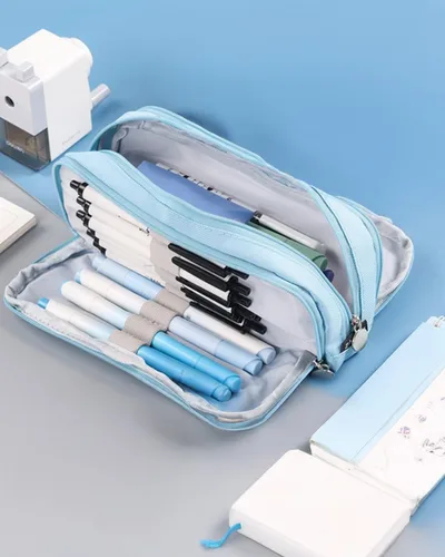 Vista 2 de Bolsa de Gran Capacidad Multifuncional con Compartimentos para Artes y Manualidades Azul LCC140-04
