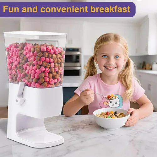 Vista 3 de Dispensador de cereales para encimera, paquete de 2, dispensador de alimentos secos de 3.2 L, contenedores organizadores de aperitivos con tapas