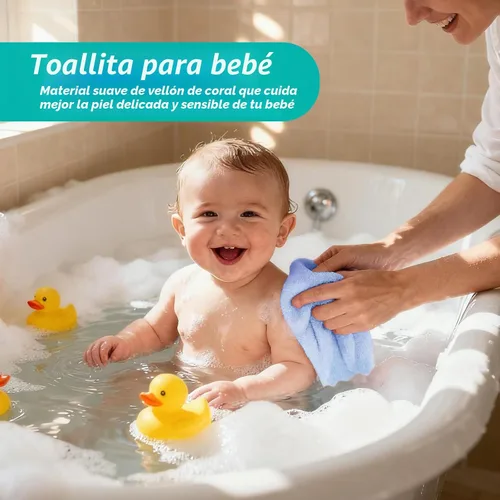 Vista 5 de HOMEXCEL Paquete de 12 paños de microfibra de vellón coral suave para bebé Azul