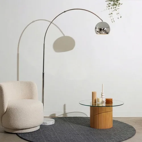 Vista 9 de Brightech Olivia Lámpara de pie – Lámpara de arco elegante con cabeza redondeada y base de mármol para sala de estar, lámpara de pie alta