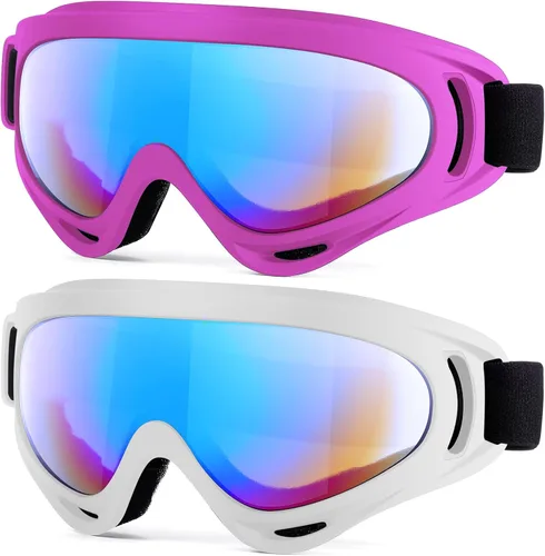 Vista 13 de MAMBAOUT Paquete de 2 gafas de esquí de nieve, gafas de snowboard para hombres, mujeres, jóvenes, niños, niños o niñas