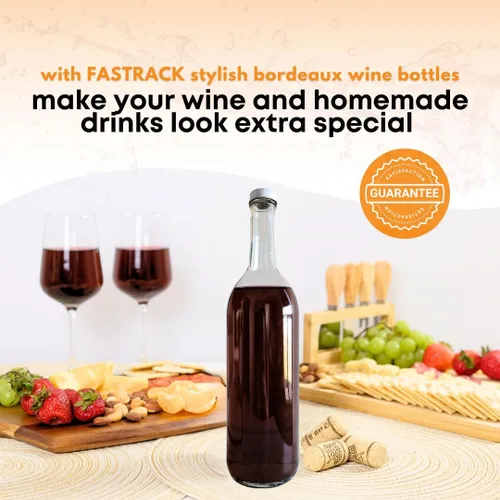 Vista 10 de Botellas de vidrio transparente de 25.4 fl oz con tapas W5 Burdeos - Juego