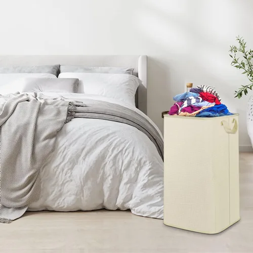 Vista 7 de SNIGJAT Cesta grande para la ropa sucia, cesta alta con asas resistentes, cestas para ropa sucia, cesta rectangular para ropa sucia para dormitorio