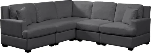 Vista 4 de Sofá modular modular de 88 pulgadas en forma de L para sala de estar, sofá esquinero moderno de 5 asientos con 2 cojines para apartamento, oficina