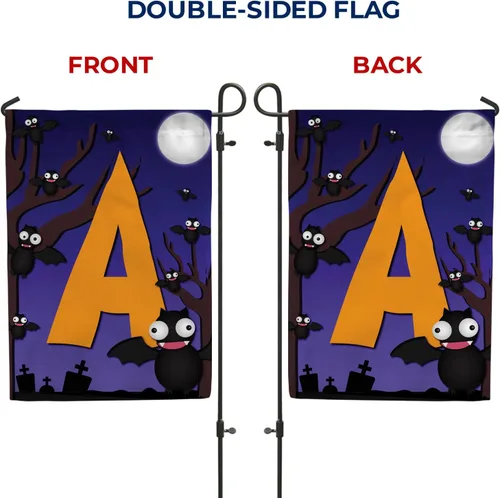 Vista 6 de Bandera de jardín con monograma de América Forever de 12.5 x 18 pulgadas, letra A de doble cara, banderas pequeñas para exteriores, fiestas, patio