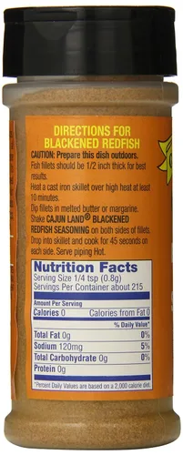 Vista 2 de Cajun Land Condimento de Redfish Ennegrecido, 6 onzas