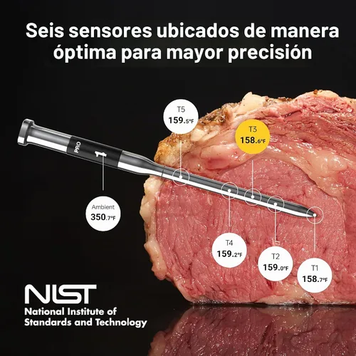 Vista 5 de ThermoMaven - Termómetro inteligente inalámbrico Bluetooth para carne: base independiente, termómetro WiFi inteligente con Sub-1G, precisión