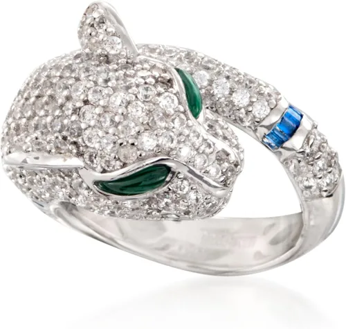 Vista 4 de Ross-Simons 400 ct tw CZ and Simulated Multi-Stone Panther Ring in Sterling Silver