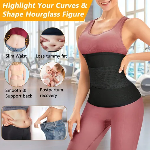Vista 3 de AOSBOEI Entrenador de cintura para mujer, faja reductora de cintura para entrenamiento debajo del busto, control de abdomen, reloj de arena, faja