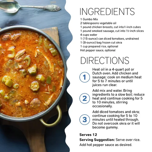 Vista 6 de Southern Living Mezcla de condimentos Gumbo, ingredientes frescos, mezcla de sopa, cena familiar, cazuela de gumbo, sopa de gumbo, auténtica base