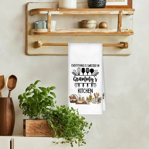 Vista 2 de Toallas de cocina con regalos de Grammy de nietos, regalos para abuela, abuela, toalla de mano decorativa, toalla de cocina, toalla de té