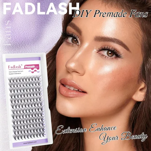 Vista 63 de FADLASH Extensiones de pestañas postizas en abanico con base puntiaguda 10D, extensiones de pestañas postizas de tallo medio, extensiones