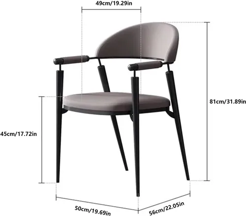 Vista 2 de Sillas de comedor Sillas de comedor, Simplicity, Cocina tapizada de piel sintética con brazos y patas, cocina moderna