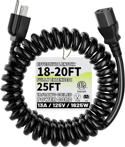 Vista 11 de Vockjour Cable de alimentación universal de 3 pies (0.93m), cobre puro ETL, negro