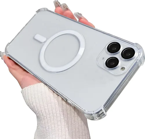 Vista 60 de Funda magnética transparente para iPhone 11, funda de lujo con cuatro esquinas brillantes, protección a prueba de golpes de grado militar