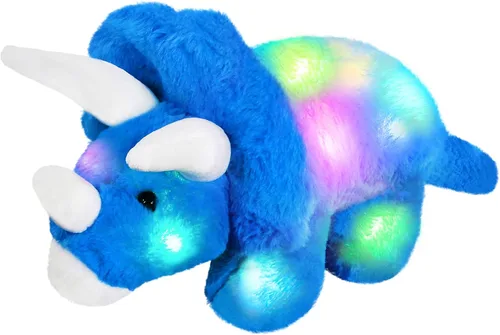 Vista 14 de Glow Guards Peluche de dinosaurio Triceratops de 12 pulgadas, juguete de peluche de dinosaurio suave con luces nocturnas mágicas y canción de cuna
