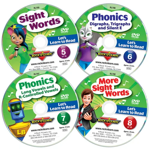 Vista 3 de Lets Learn to Read 10 DVD Collection by Rock N Learn 170 sight words covers all phonics rules vowels consonants blends digraphs practice sections to