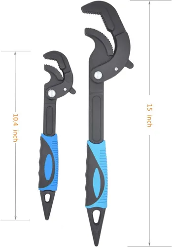 Vista 2 de Paquete de 2 llaves ajustables para tubería ajustable, llave universal, extremo abierto, herramienta multifunción, acero al carbono, llave de mono