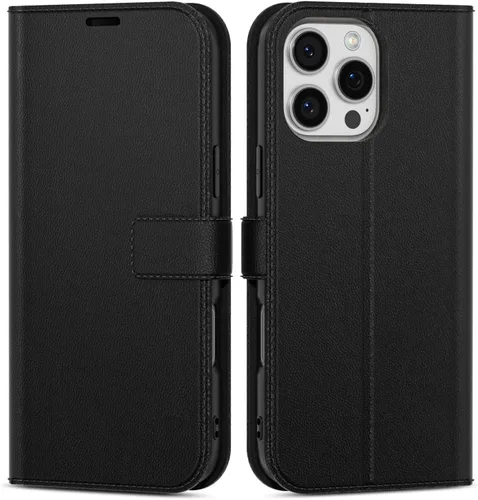 Vista 90 de oakxco Funda tipo cartera para iPhone SE 2022/2020/8/7 con soporte para tarjeta de crédito, funda magnética RFID delgada tipo libro con tapa