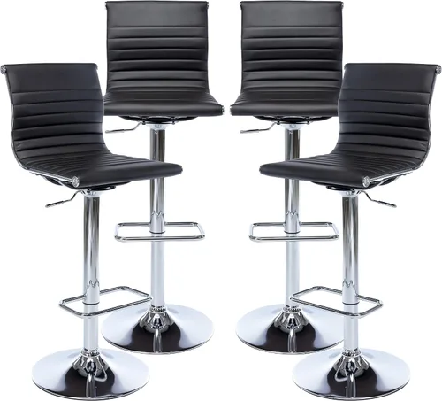 Vista 8 de chairus Juego de 2 taburetes de bar giratorios modernos, taburetes de bar ajustables con altura de mostrador, taburetes de piel sintética sin brazos