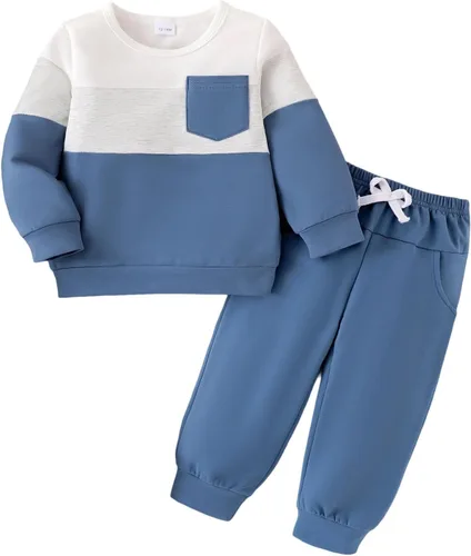 Vista 76 de Ropa de otoño e invierno para bebé, trajes de niño pequeño, sudadera de manga larga, sudadera de retazos y pantalones, 2 piezas, 12 meses a 5 años