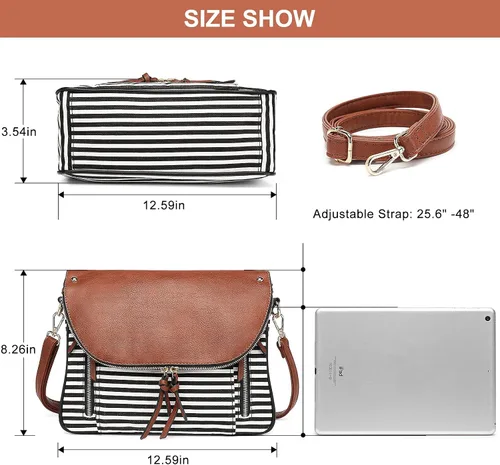 Vista 6 de Crossbody Bags for Women, Large Capacity Canvas Travel Purses and Handbags for Women, Shoulder Messenger Bag for Daily Use