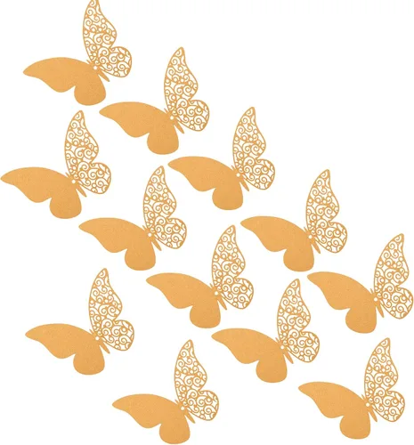 Vista 10 de 12 calcomanías de pared de mariposa 3D, decoración de pared de bricolaje, mariposas de papel extraíbles, decoración de dormitorio de niños y boda