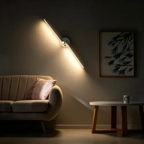 Vista 5 de Kawell Lámpara de pared LED de 12 W cableada con interruptor, brazos giratorios de 300°, iluminación moderna para sala de estar, dormitorio