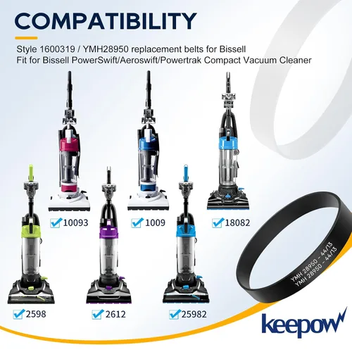 Vista 2 de KEEPOW Correas de repuesto para aspiradora vertical Bissell PowerSwift/Aeroswift/Powertrak compatible con los modelos 1808, 18082, 25982, 2598