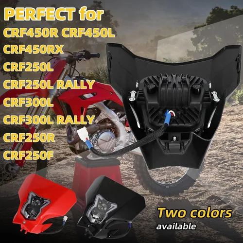 Vista 2 de Faro delantero de motocicleta universal para CRF450R CRF450L CRF450RX CRF250L CRF250L RALLY CRF300L CRF300L RALLY CRF250R CRF250F negro