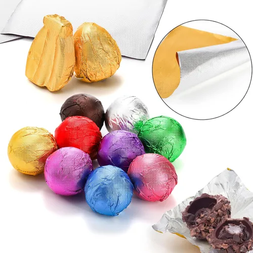 Vista 3 de ZEAYEA 900 envoltorios de papel de aluminio de caramelo de chocolate, 9 colores de papel de aluminio de azúcar, papel de embalaje cuadrado