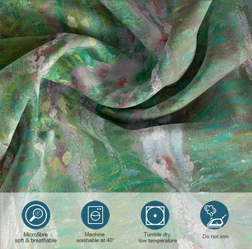 Vista 5 de Green Pond Water Lily Funda Napa 3 piezas (1 funda nórdica, 2 fundas de almohada) Funda de edredón de microfibra Suave Claude Monet con cierre