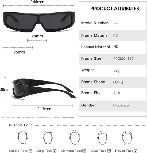 Vista 4 de HYLLE Y2K - Gafas de sol futuristas envolventes para mujeres y hombres, de moda, Cyberpunk, lentes de sol con visera monobloque cíclope, Marco rojo