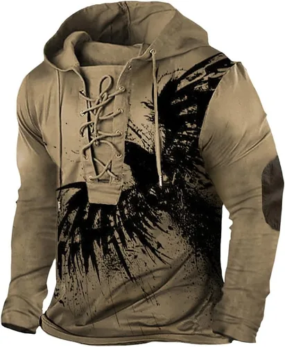 Vista 10 de Bengbobar Sudaderas con Capucha Tácticas Militares para Hombre Retro Desgastadas con Estampado de Bandera Americana Pullover con Cordones Bandera