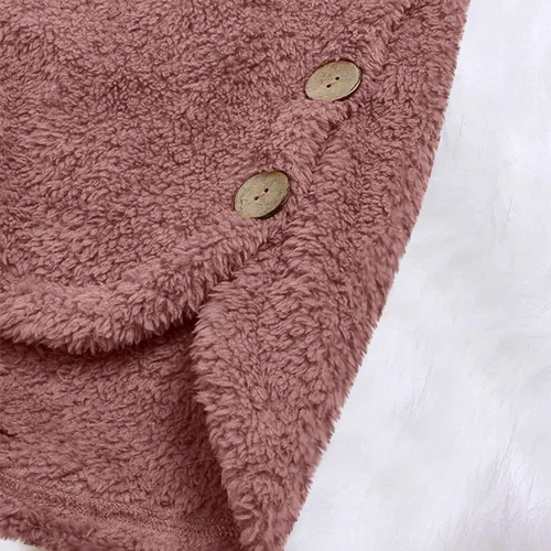 Vista 2 de Sudadera para mujer, cómoda y larga, con capucha, de sherpa, con bolsillos de forro polar, manga larga, ropa exterior