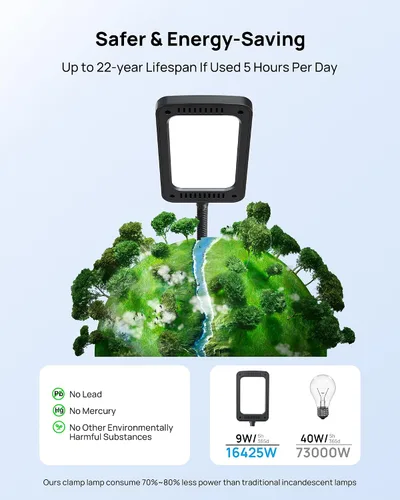 Vista 7 de TROND Lámpara de Escritorio LED con Abrazadera, 1000LM Súper Brillante Luz de Escritorio Regulable de 3 Niveles 6000K Luz de Día, Cuello de Cisne