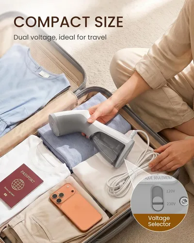 Vista 8 de BEAUTURAL Vaporizador de viaje para ropa, voltaje dual para uso mundial