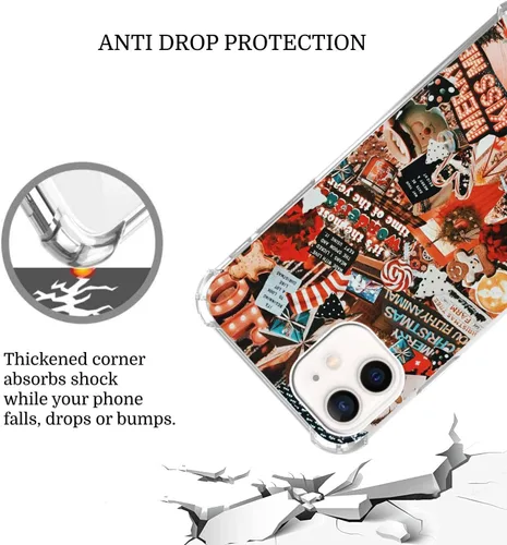 Vista 3 de Funda de teléfono con collage de invierno para iPhone 13 Pro Max, funda de collage de Navidad para niñas, mujeres y hombres, funda única de TPU