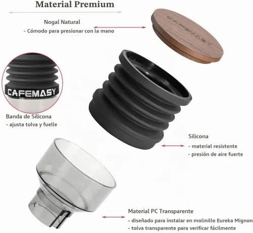 Vista 5 de Tolva de dosis única compatible con Eureka Mignon Espresso Coffee Grinder de silicona para soplar granos de café residuales (tolva elevada)