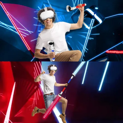 Vista 4 de VR BeatSaber Handles Controller Extension Grips for Oculus Quest 2 Playing BeatSaber Games2 in 1 Upgraded Simple Install for VR DualLong Beat Saber