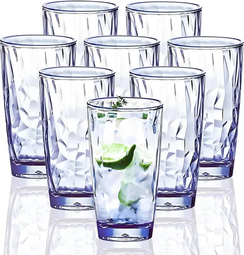 Vista 19 de Vasos irrompibles de Tritan de 10 onzas, vasos de acrílico inastillables, sin BPA, vasos de plástico duro, reutilizables, para cocina, agua, juego