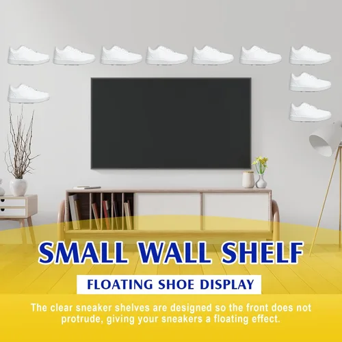 Vista 6 de Treela - Juego de 20 exhibidores flotantes de zapatos para pared, estantes flotantes de acrílico levitante para zapatillas, colección de zapatos