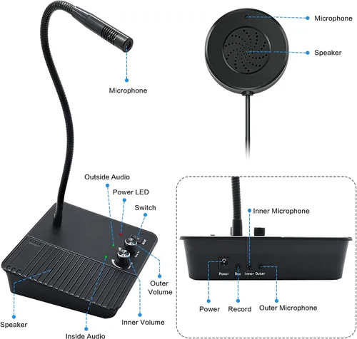 Vista 6 de CallToU Sistema de intercomunicación con altavoz de ventana, intercomunicación de 2 vías, antiinterferencia, micrófono, contador, intercomunicador