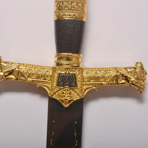 Vista 7 de Espada medieval de acero inoxidable con estrella de David, espada del rey Salomón para cosplay, colección, 33.8 pulgadas
