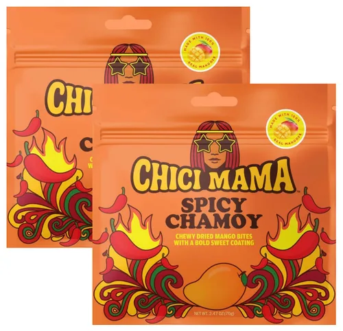 Vista 8 de Chici Mama Blue Raspberry Limeade - Bocadillos de mango, paquete de 2 – Hecho con mango real Golosinas masticables y jugosas alternativas Sin