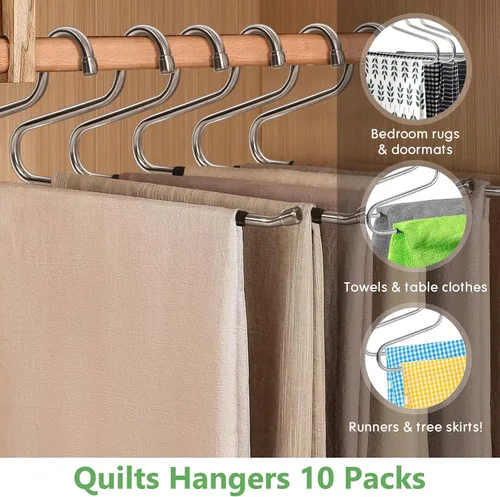 Vista 2 de Perchas para colchas, paquetes de 10 perchas resistentes para edredones, edredones, manteles, toallas (ancho extendido: 16.5 pulgadas)
